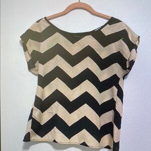 Chevron Patterned Black and Cream Women's Top